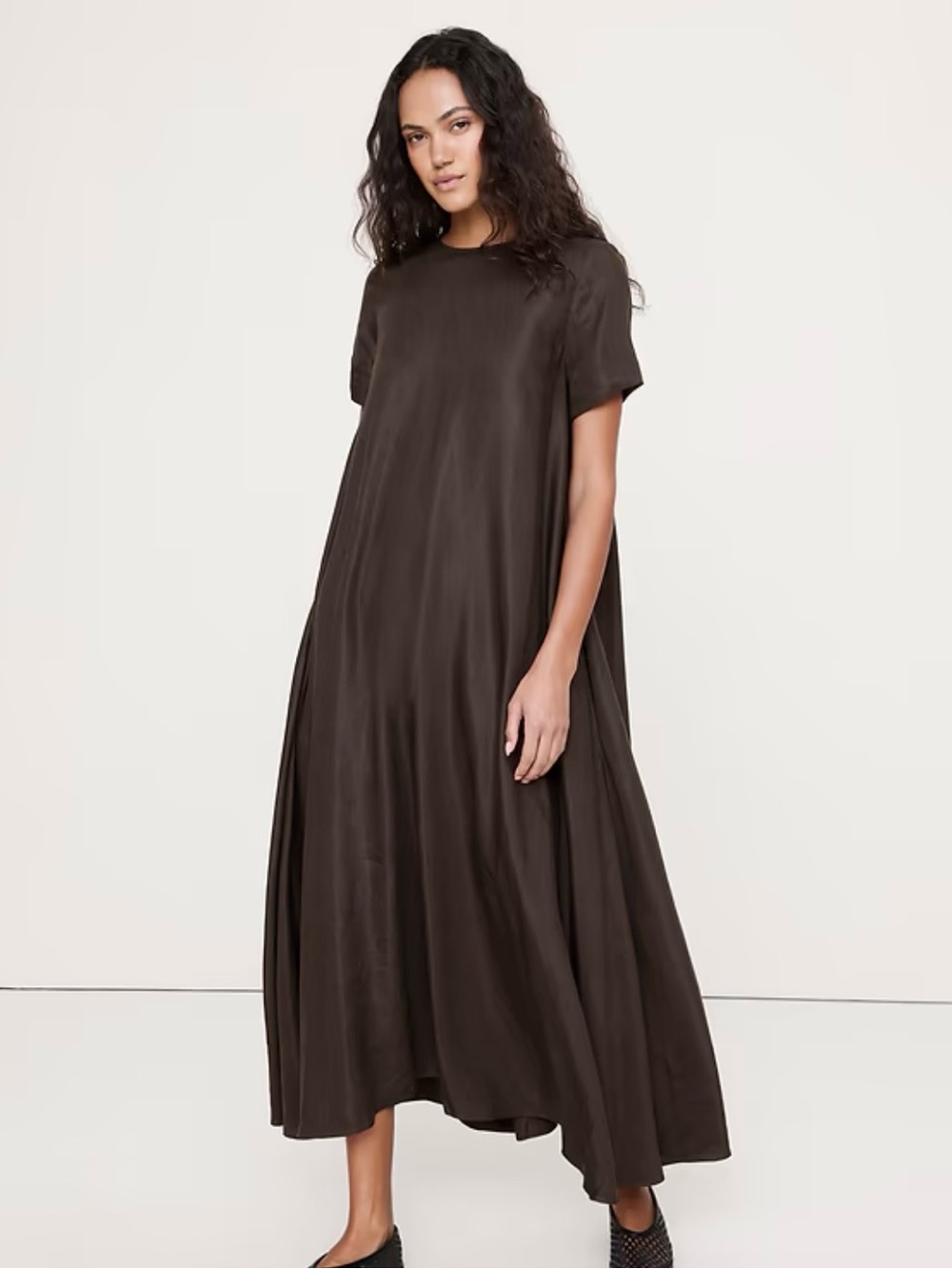 Banana Republic Brown Short-Sleeve Midi Dress